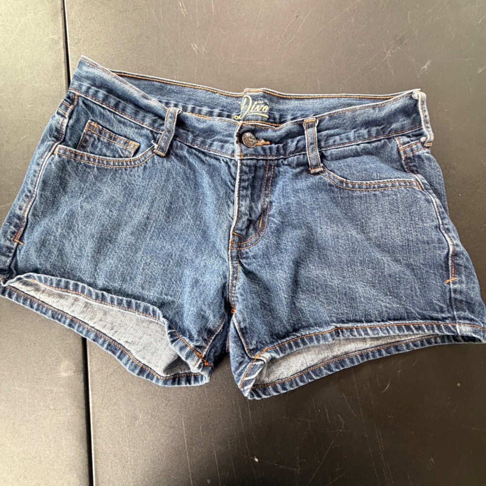 Y2K Old Navy Diva Denim Shorts Women Size 4 Blue Low Rise Casual Indie Sleeze